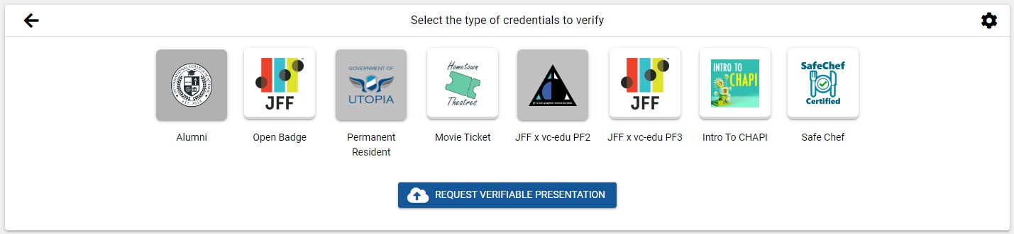 Select multiple credentials to submit them for verification.